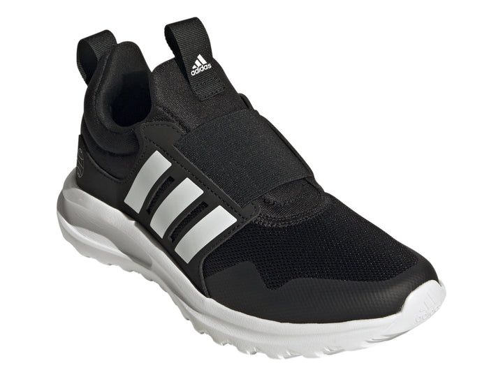 Tenis deportivos Adidas Activeride 2.0 J color negro con tres franjas y suela blanca.