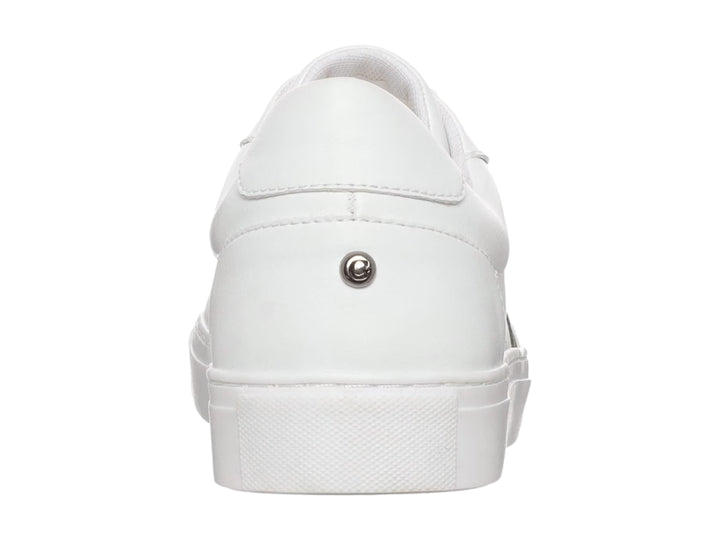 Tenis Guess color blanco con detalle negro lateral y suela blanca, estilo casual moderno.