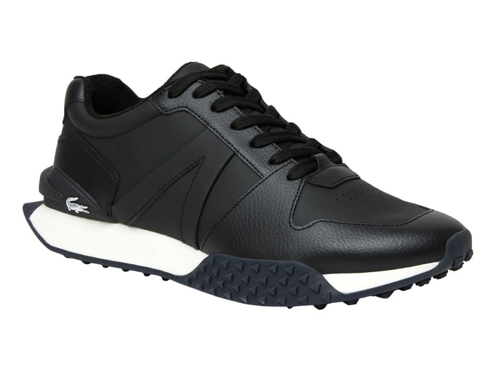 Tenis Lacoste L-Spin Deluxe en color negro con suela blanca y detalles deportivos.