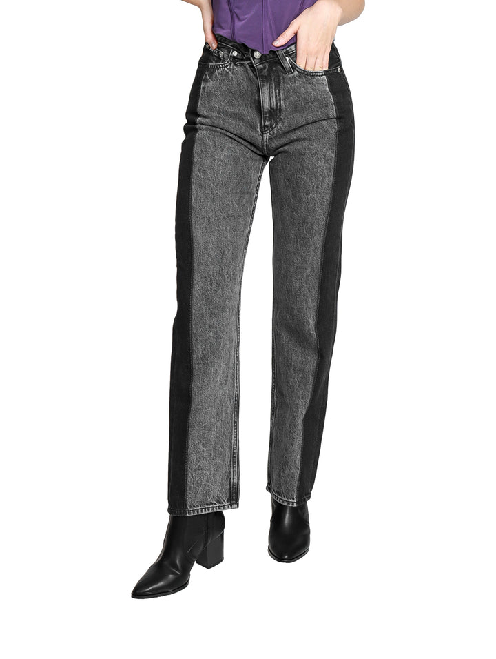 Pantalones Calvin Klein Rectos Negro y Gris para Mujer