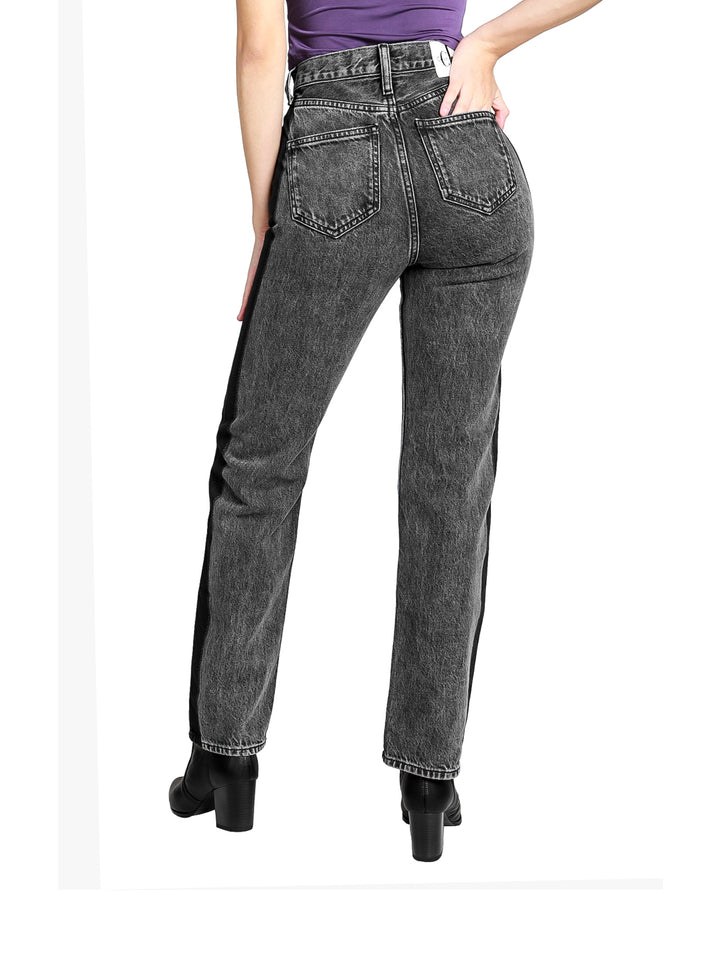 Pantalones Calvin Klein Rectos Negro y Gris para Mujer
