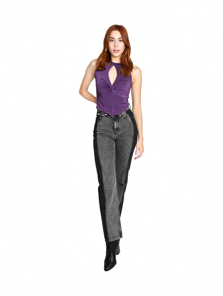 Pantalones Calvin Klein Rectos Negro y Gris para Mujer