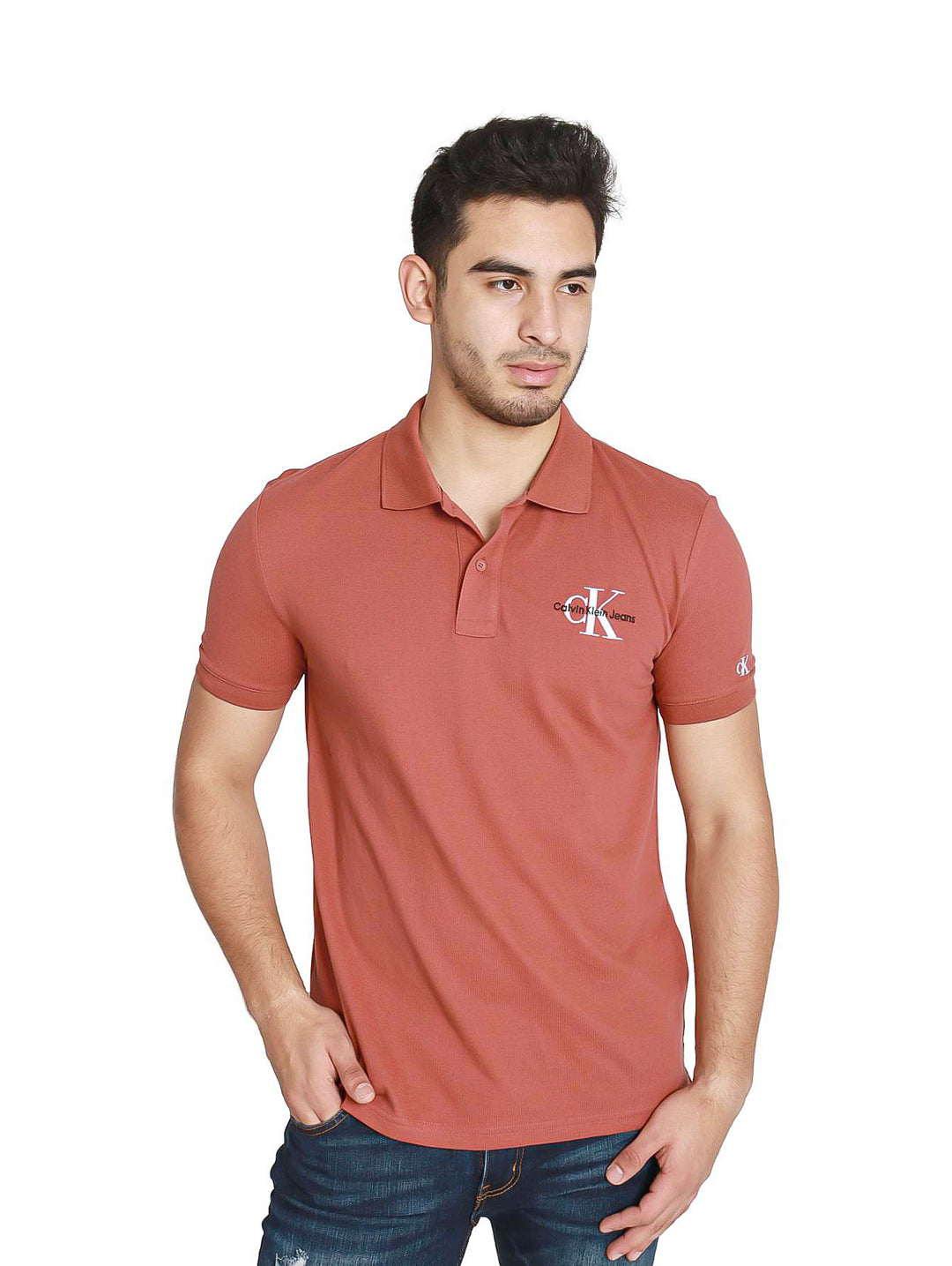 Playera Polo Calvin Klein Terracota para Hombre