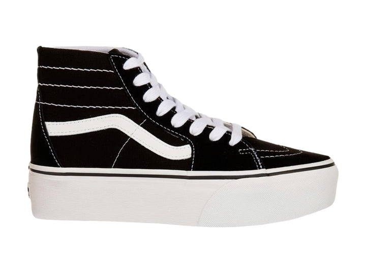 Tenis VANS Sk8-Hi Tapered en color negro con suela y detalles en blanco.