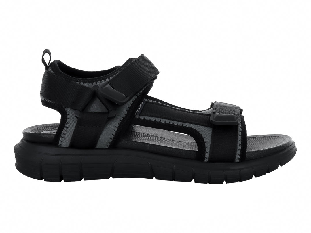 Sandalia Dockers modelo Oxford Bahamas en color negro y gris con correas ajustables y suela robusta.