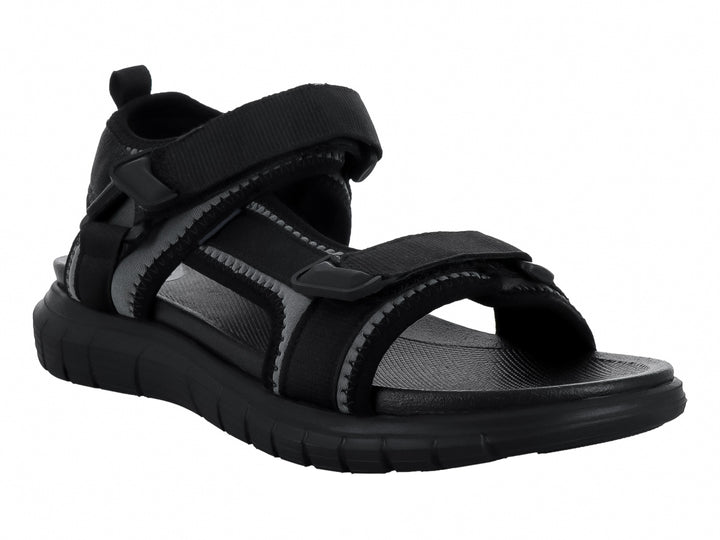 Sandalia Dockers modelo Oxford Bahamas en color negro y gris con correas ajustables y suela robusta.