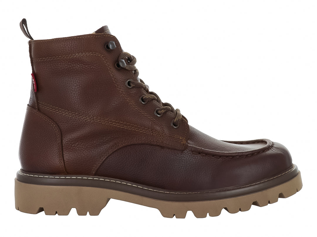 Bota casual color tan de material sintético con suela gruesa y cordones para Hombre.