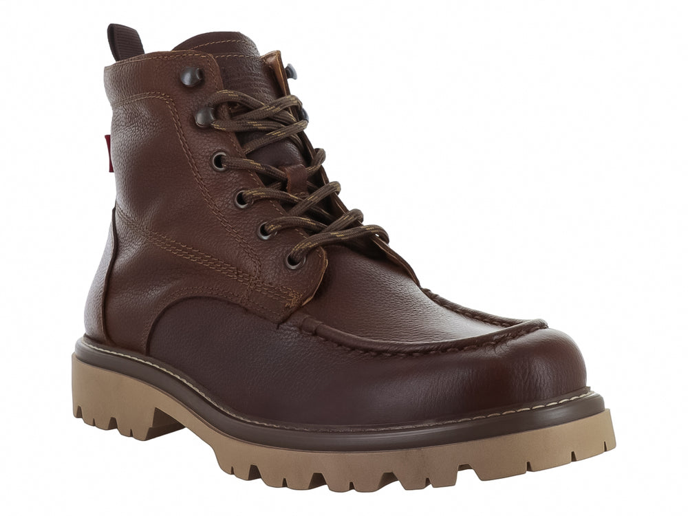Bota casual color tan de material sintético con suela gruesa y cordones para Hombre.