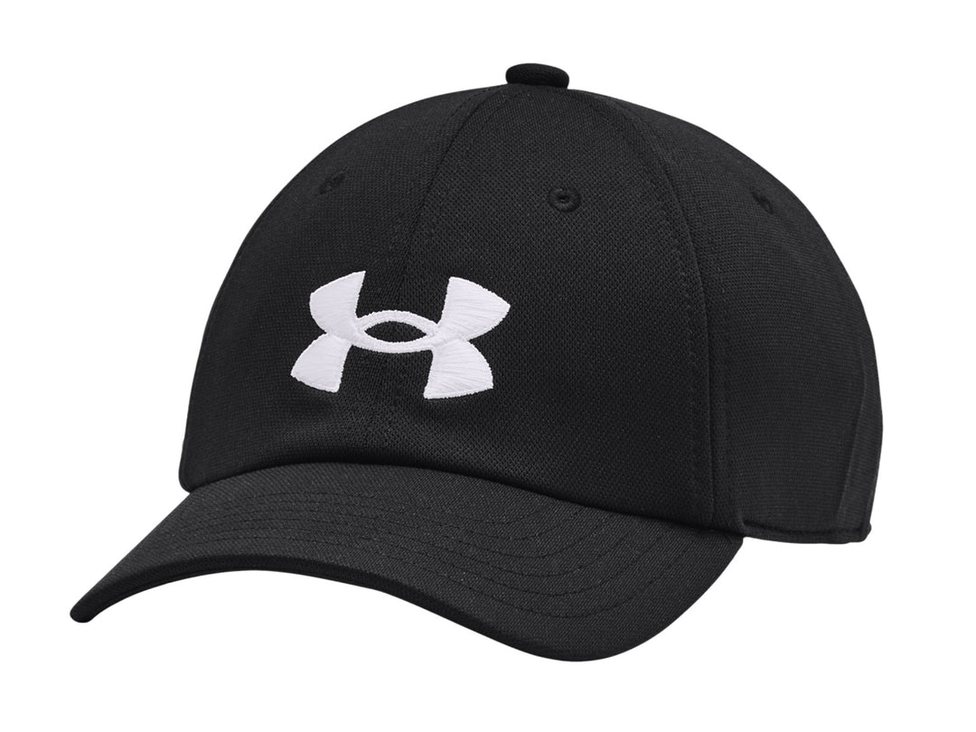 Gorra deportiva Under Armour color negro con logotipo frontal en color blanco para niño.
