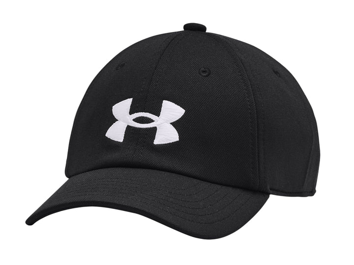 Gorra deportiva Under Armour color negro con logotipo frontal en color blanco para niño.