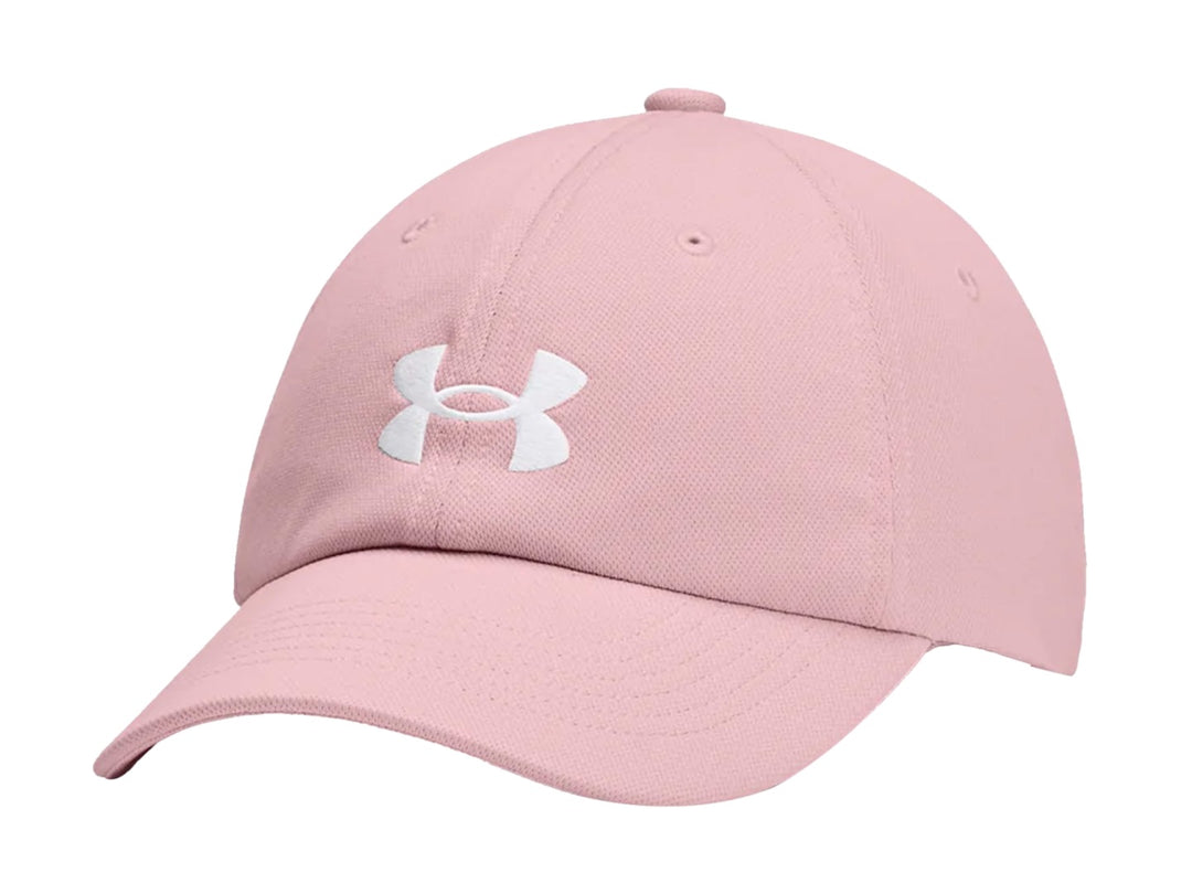 Gorra Under Armour de color rosa con logotipo blanco frontal.