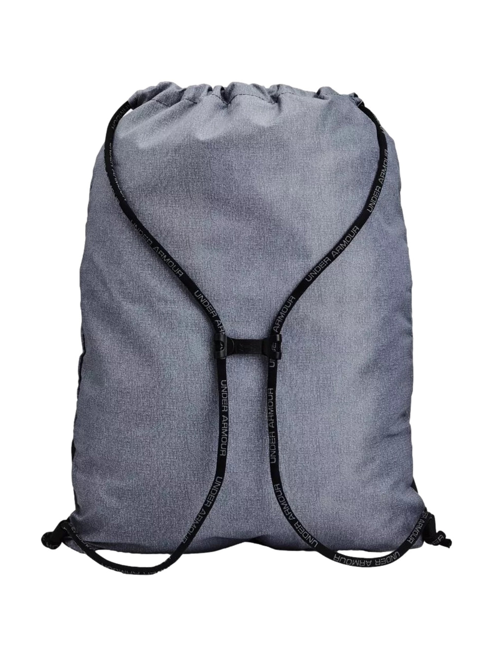 Mochila Under Armour Undeniable Sackpack en color gris con detalles y logotipo en negro.
