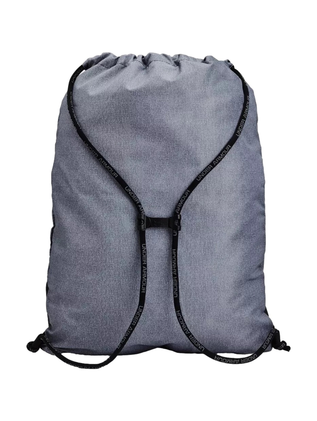 Mochila Under Armour Undeniable Sackpack en color gris con detalles y logotipo en negro.