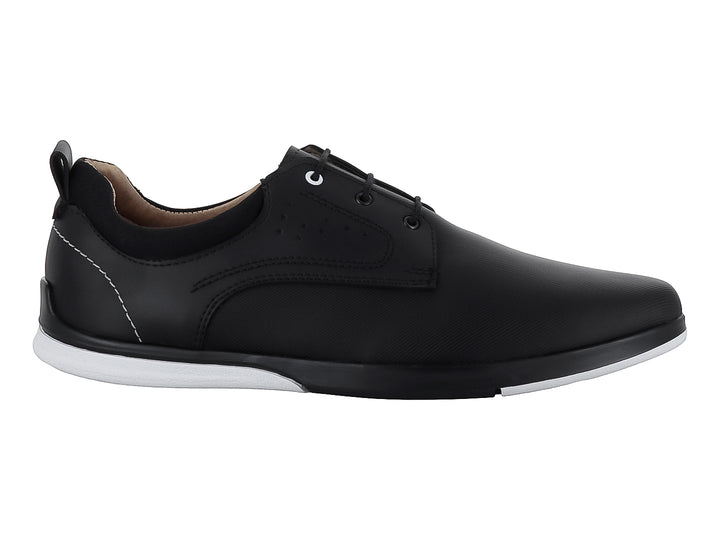 Zapato casual color negro con suela blanca y cordones para Hombre.