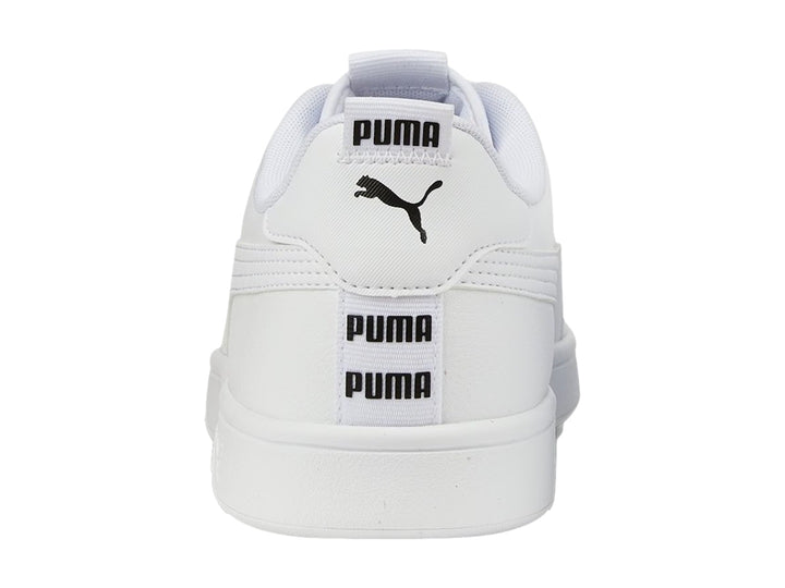 Tenis PUMA Smash V2 Tape en color blanco total con suela blanca y cordones.