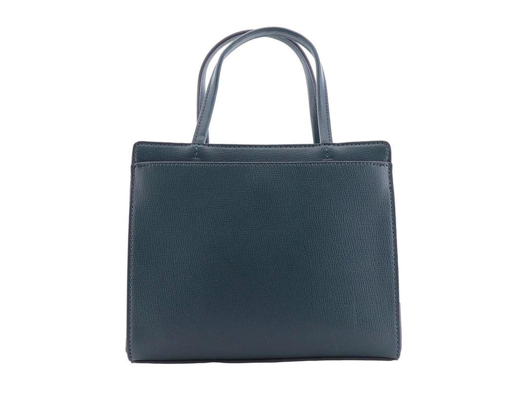Bolso de mano rectangular color hunter con asas superiores y logotipo de Karl Lagerfeld.