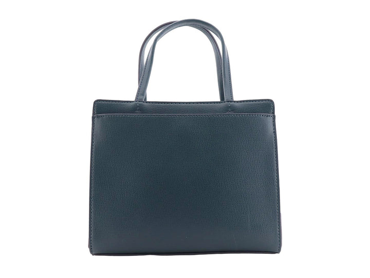 Bolso de mano rectangular color hunter con asas superiores y logotipo de Karl Lagerfeld.