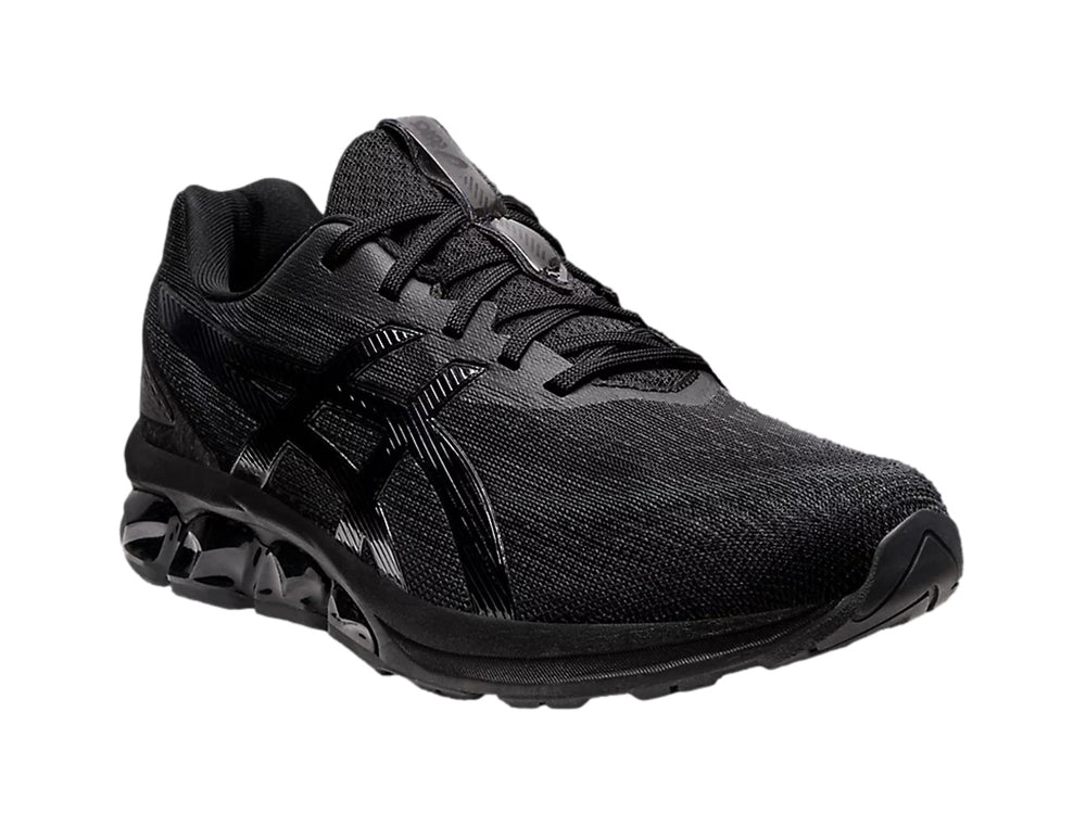 Tenis deportivos ASICS Gel-Quantum 180 VII en color negro total, vista lateral.