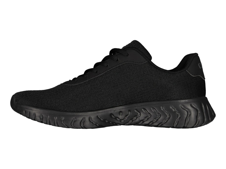 Tenis deportivos Charly color negro con suela ondulada y tejido transpirable.
