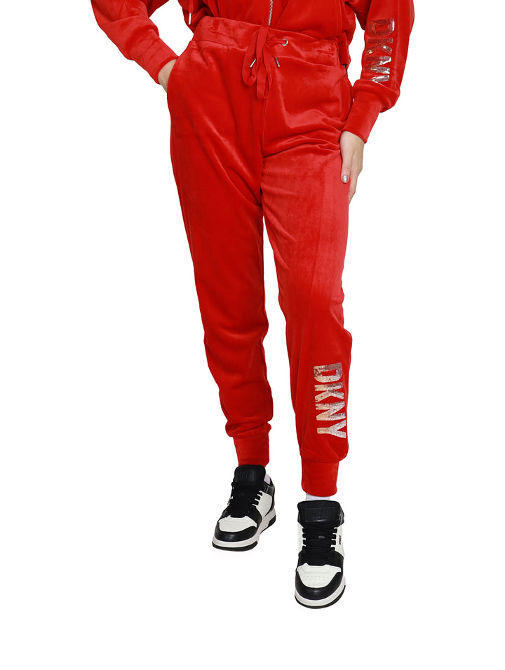 Pantalones Jogger DKNY Rojo Dorado para Mujer