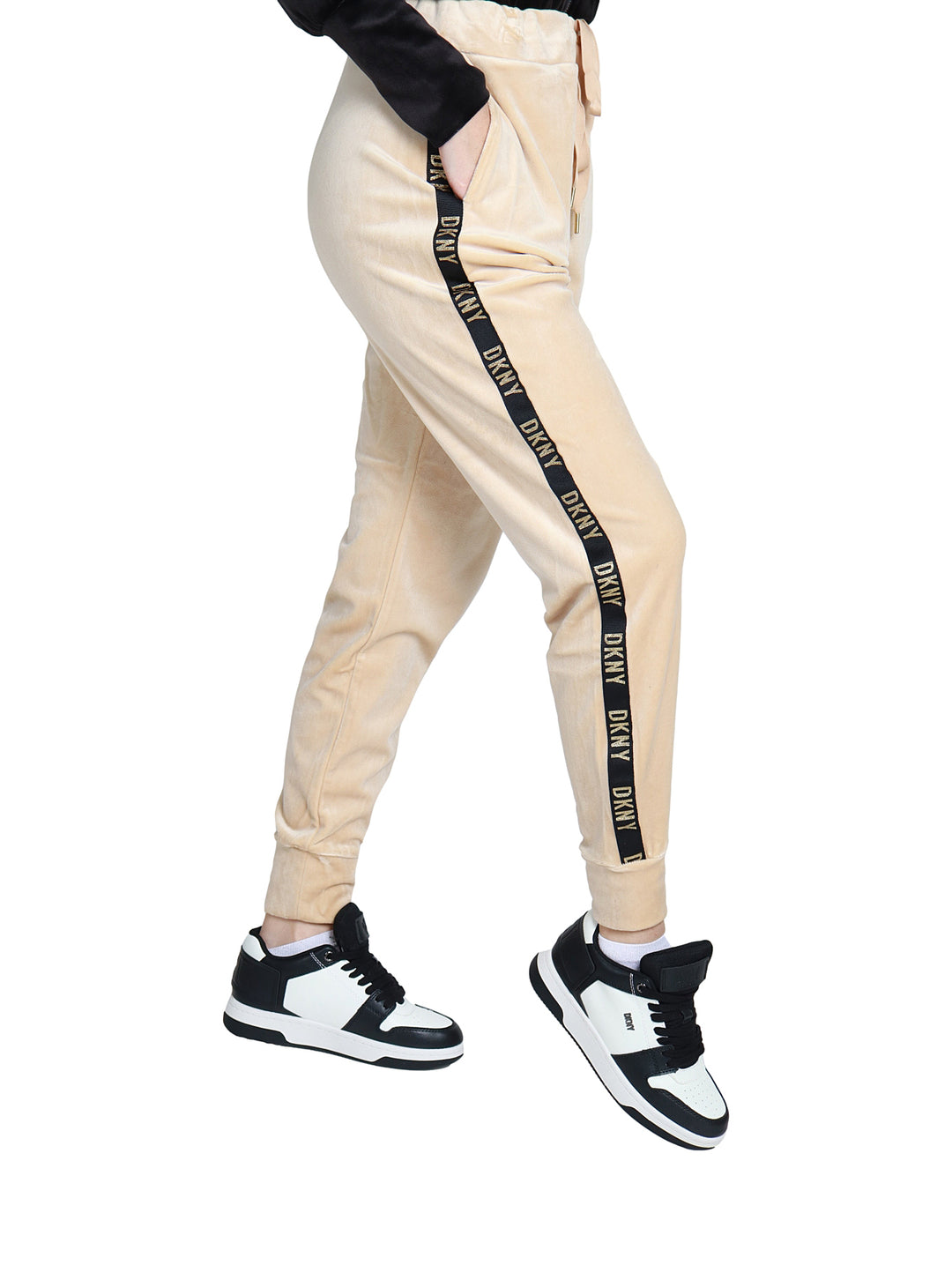 Pantalones Jogger DKNY Beige y Dorado para Mujer