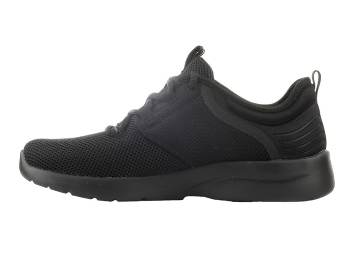 Tenis deportivos Skechers Dynamight 2.0 en color negro total con acabado en malla.