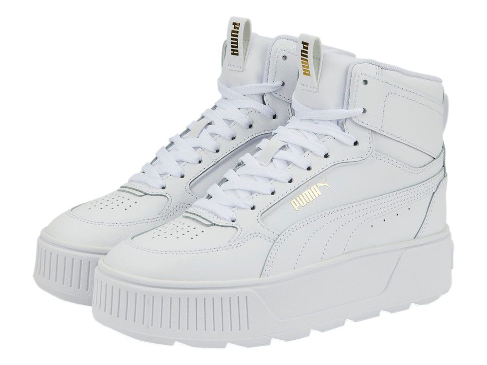 Tenis PUMA Carmen Rebelle Mid color blanco con suela de plataforma alta.