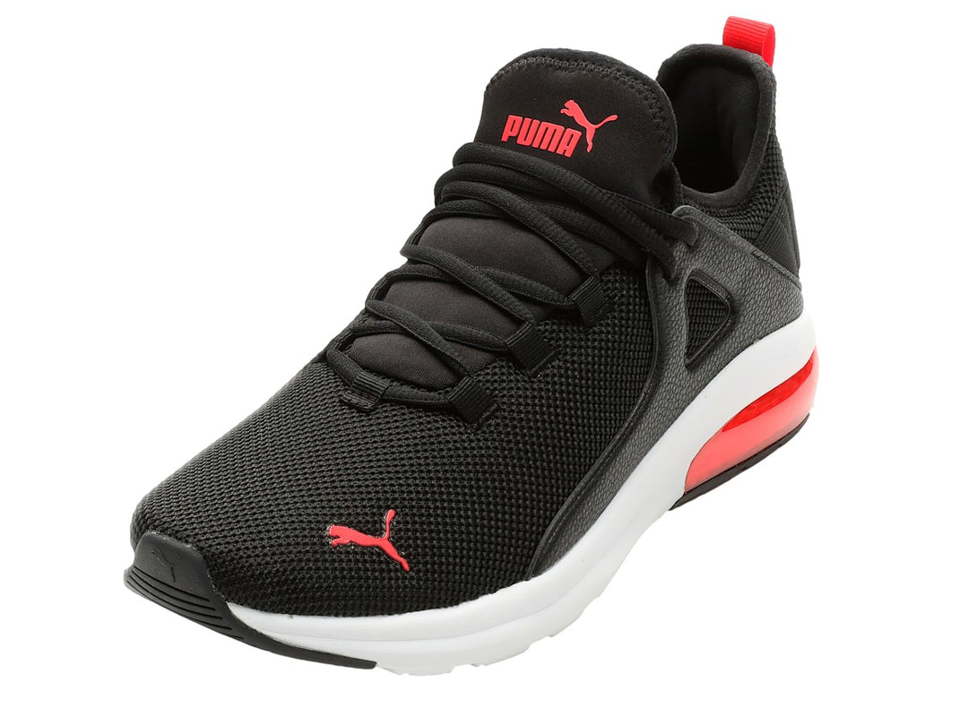 Tenis PUMA Electron 2.0 color negro con suela blanca y detalle rojo en el talón.