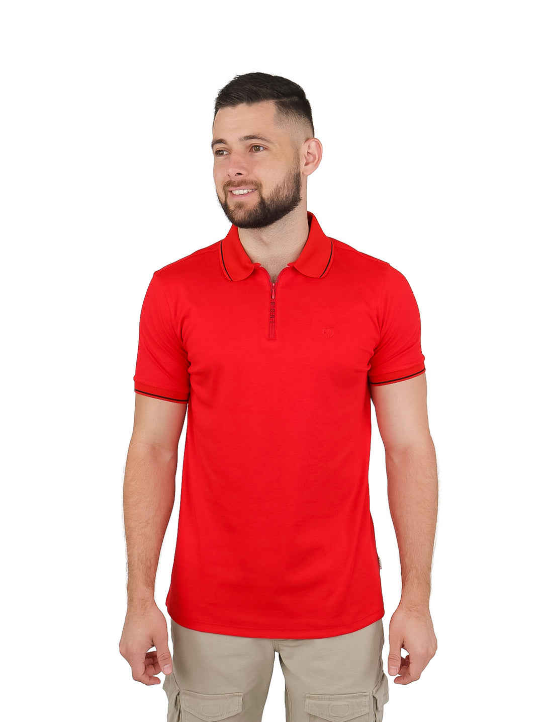 Playera Polo Boroni Milán Rojo con Cierre