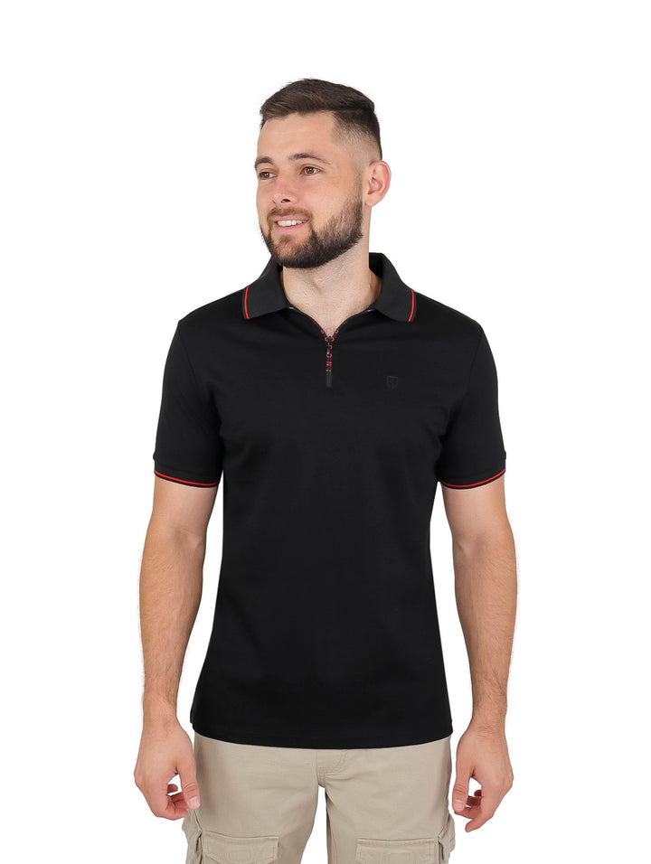 Playera Polo Boroni Negro con Rojo para Hombre