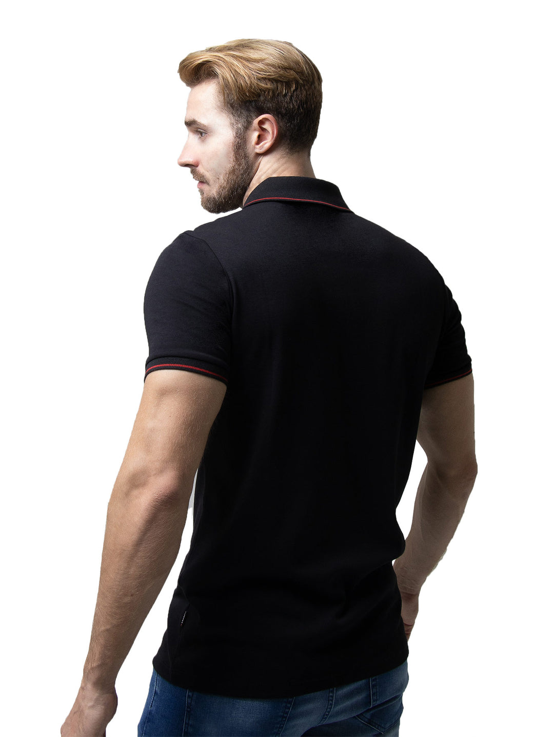 Playera Polo Boroni Negro con Rojo para Hombre