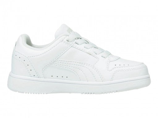 Tenis PUMA Rebound Joy LO AC PS en color blanco total para niños pequeños.