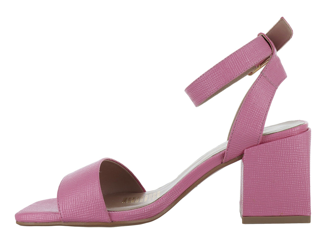 Sandalias Ronay color rosa con tacón cuadrado y correa al tobillo para Mujer.