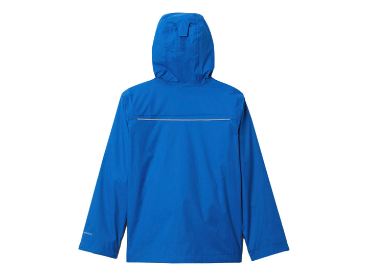 Chaqueta impermeable Columbia color azul brillante con capucha para niños.