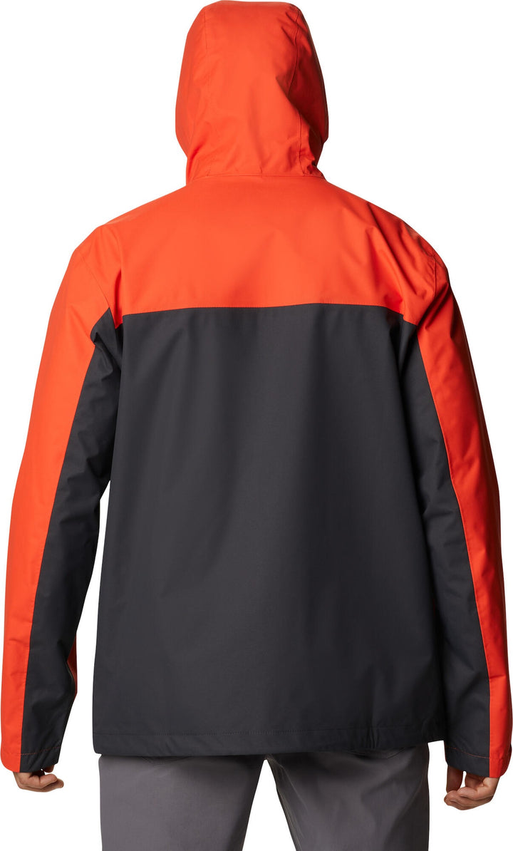 Chaqueta Columbia Hikebound bicolor en naranja y gris oscuro con capucha.