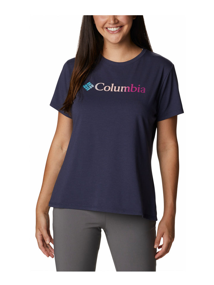 Camiseta Columbia de manga corta en color azul marino con logotipo degradado en el pecho.