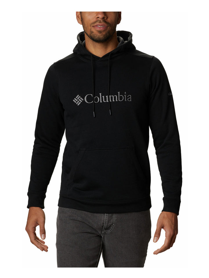 Sudadera con capucha Columbia color negro con logotipo en el pecho y bolsillo delantero.