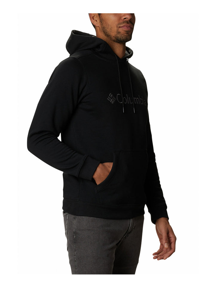 Sudadera con capucha Columbia color negro con logotipo en el pecho y bolsillo delantero.