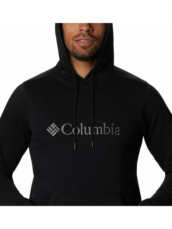 Sudadera con capucha Columbia color negro con logotipo en el pecho y bolsillo delantero.