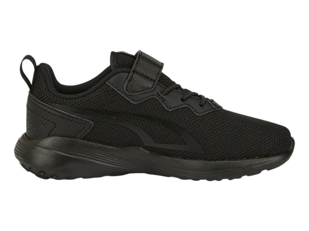 Tenis deportivos PUMA color negro para Niño con cierre de velcro y cordones.