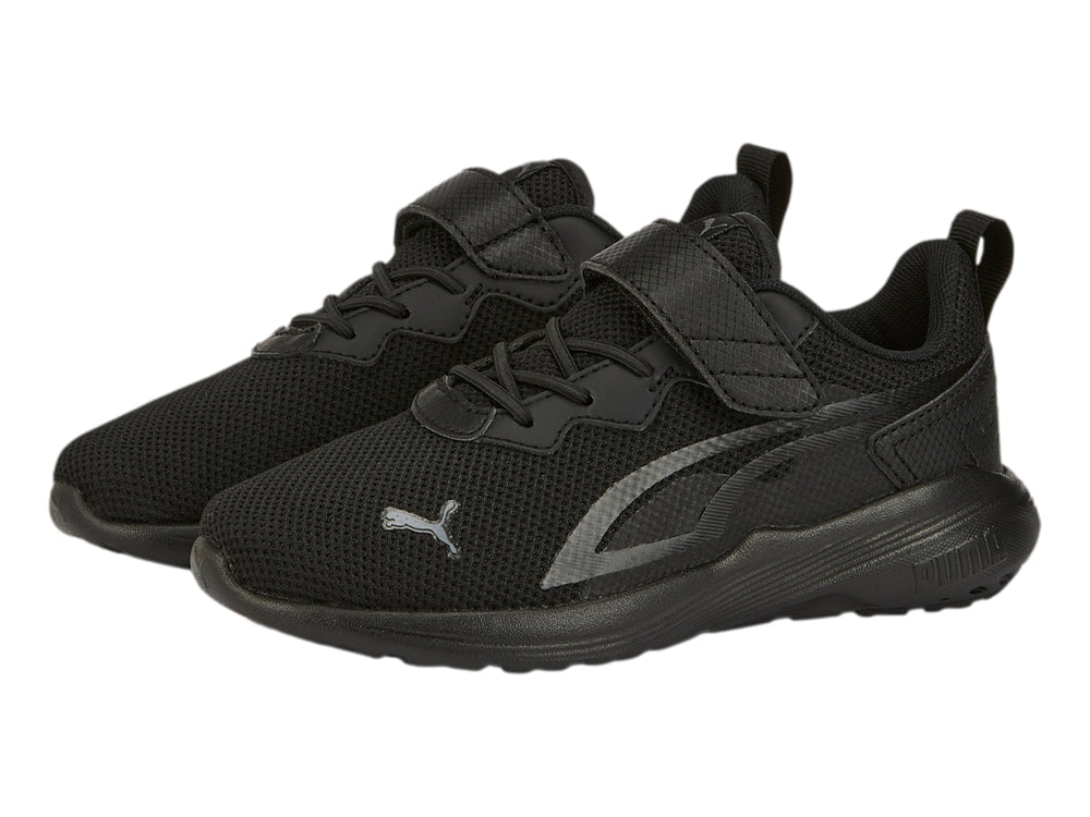 Tenis deportivos PUMA color negro para Niño con cierre de velcro y cordones.