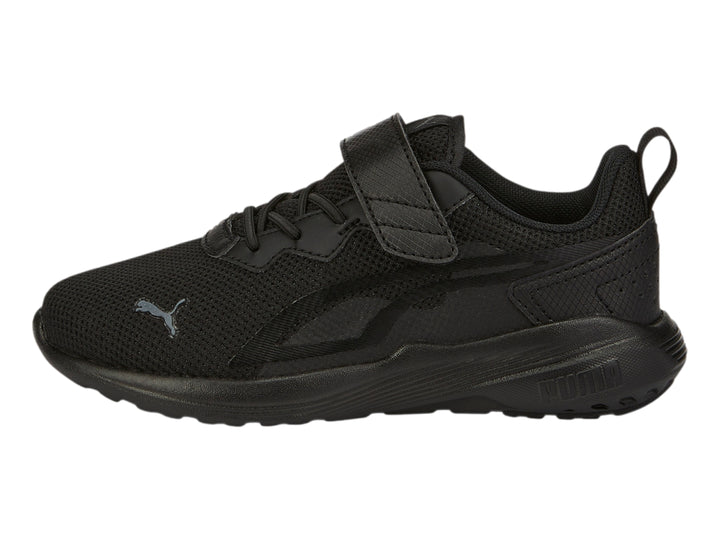 Tenis deportivos PUMA color negro para Niño con cierre de velcro y cordones.