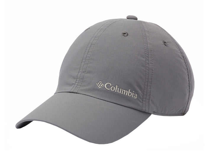 Gorra Columbia Tech Shade II en color gris con logotipo bordado en el frente y visera curva.