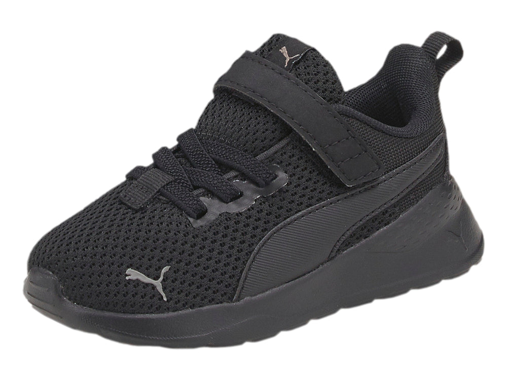 Tenis PUMA Anzarun Lite AC INF en color negro con cierre de velcro y malla transpirable.