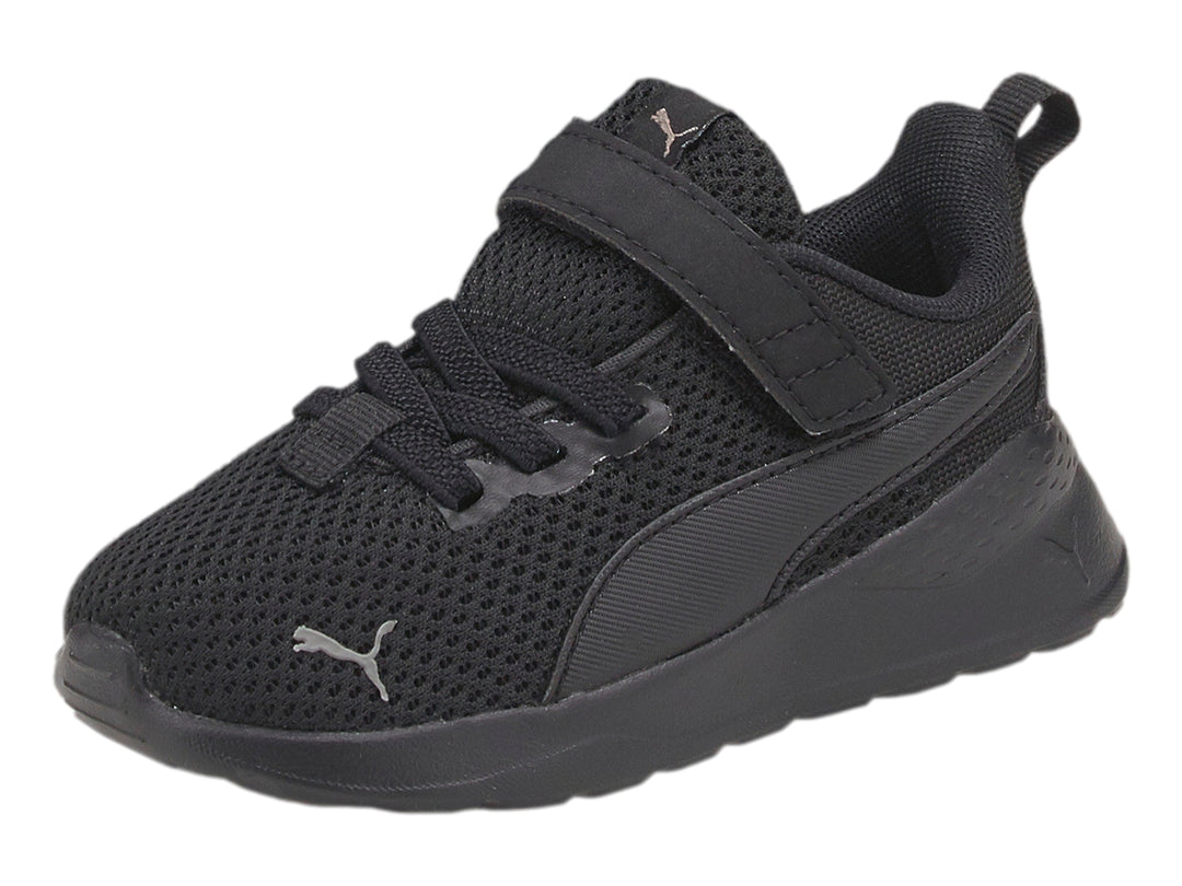 Tenis PUMA Anzarun Lite AC INF en color negro con cierre de velcro y malla transpirable.