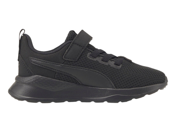 Tenis deportivos PUMA Anzarun Lite AC PS color negro con cierre de velcro y malla transpirable.
