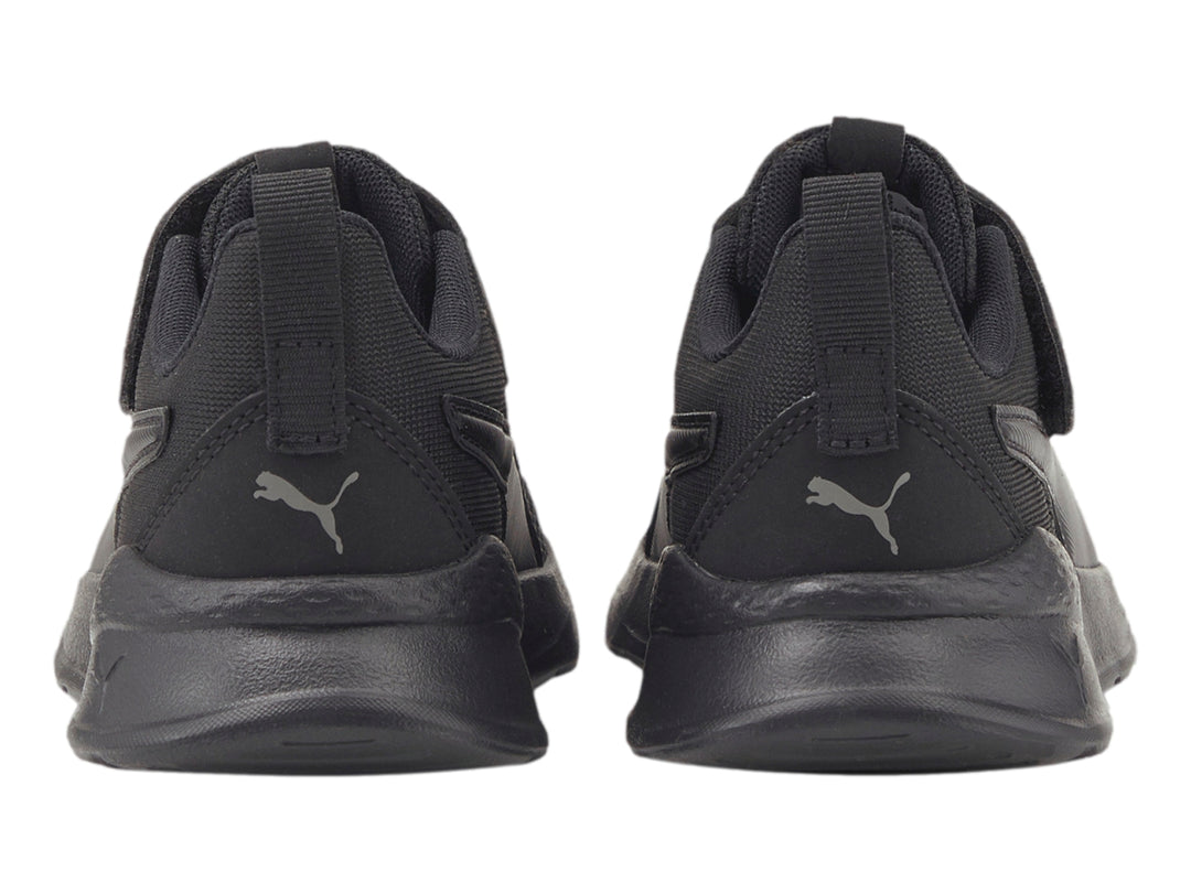 Tenis deportivos PUMA Anzarun Lite AC PS color negro con cierre de velcro y malla transpirable.