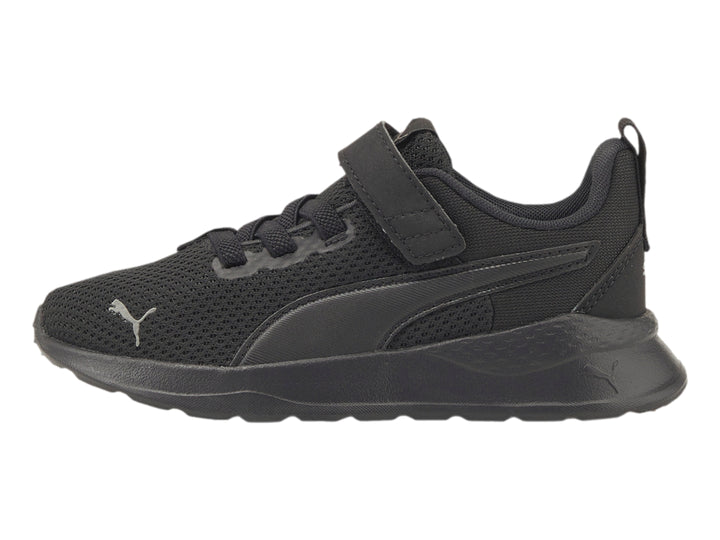 Tenis deportivos PUMA Anzarun Lite AC PS color negro con cierre de velcro y malla transpirable.