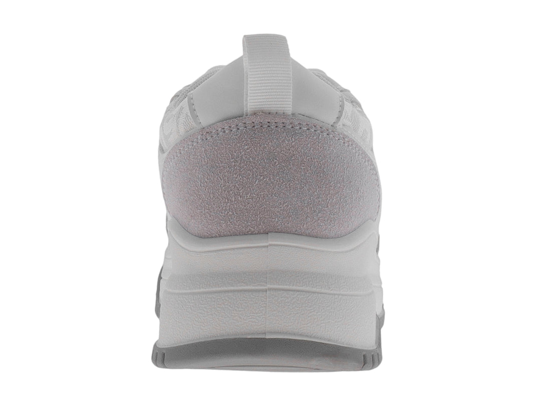 Tenis deportivos ATOK en colores blanco y gris con suela gruesa y detalles en tela y sintético.