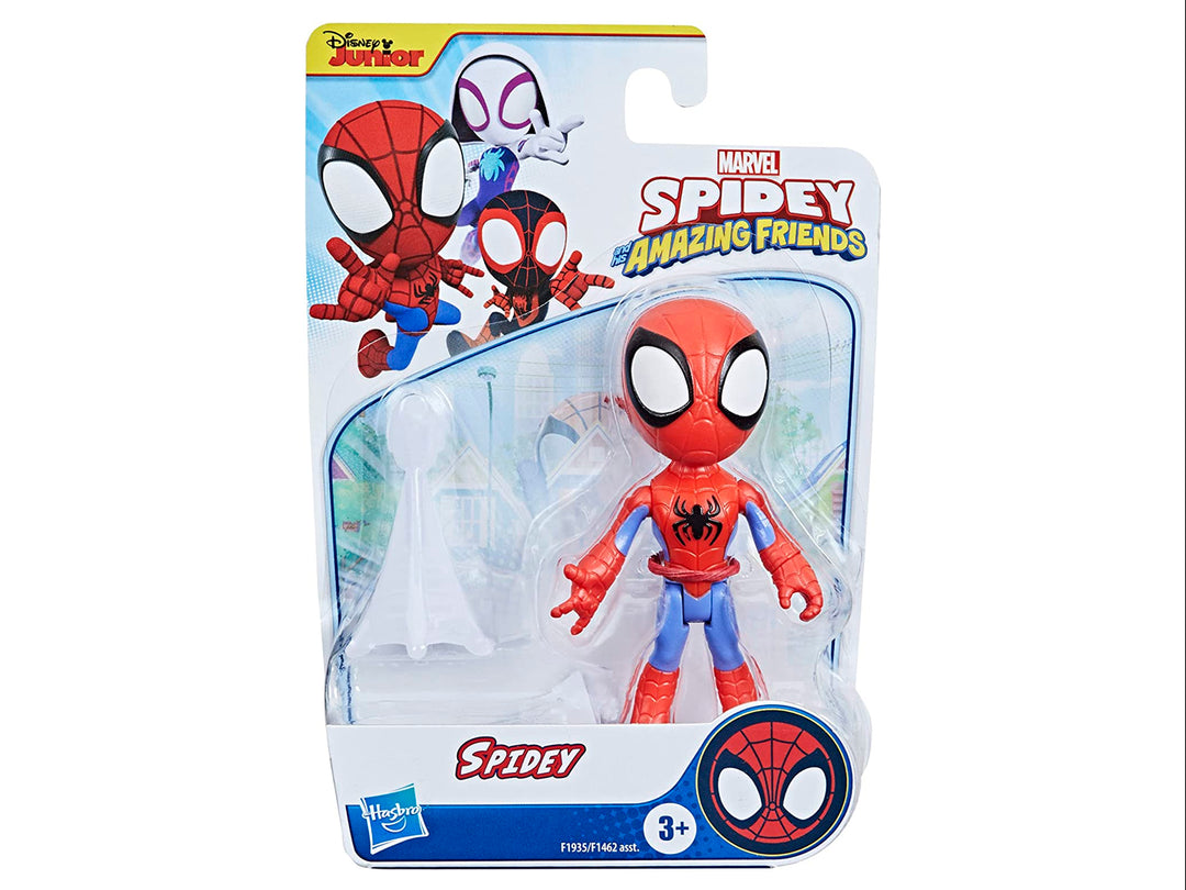 Figura de acción de Spidey de Marvel y sus Amigos Asombrosos en empaque blister de Hasbro.
